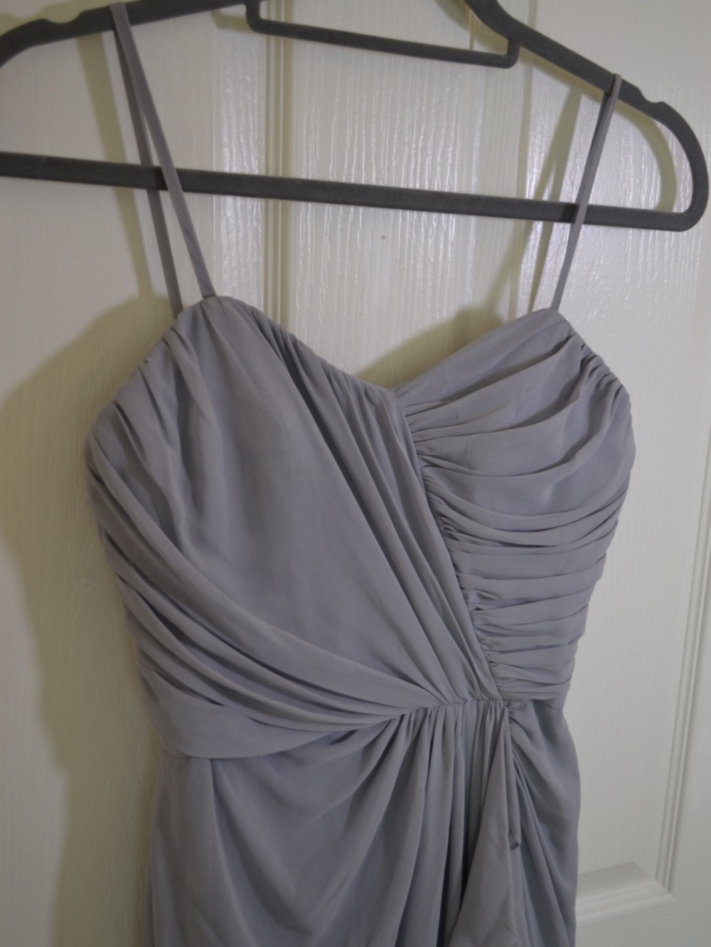 Dessy Collection Style 2895 Light Gray Strapless Chiffon Gown with Ruffle Detail - Picture 8 of 12